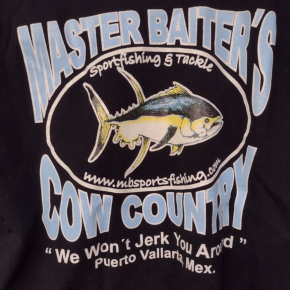 Vintage Master Baiters Sportfishing & Tackle Cow Country Long Sleeve T Shirt SzM - Picture 6 of 8